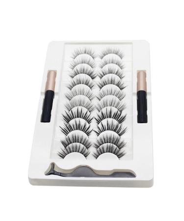 10 Pair Magnetic Eyelashes Magnetic Eyelash Kit Magnetic Eyeliner With Magnetic False Lashes Natural Look-No Needed Magnetic Eyeliner And Eyelashes Kit