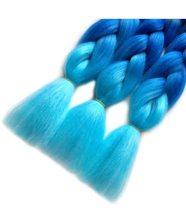 RN BEAUTY Synthetic Jumbo Braiding Hair 24 Inch - Ombre Jumbo Braids 3 Bundles Deal for Twist Crochet Weave Braid - Heat Resistant High Temp Fiber - Black/Blue/Azure - Buy Online on GoSupps.com