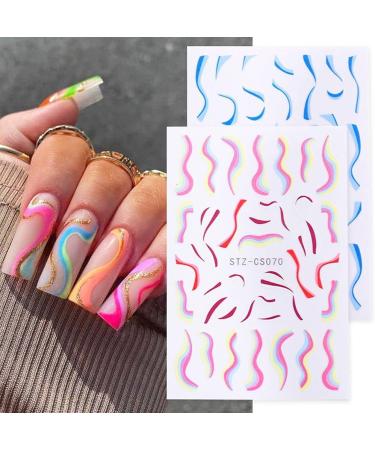 DIY Manicure Line Design Wraps Nail Stickers French Decal Color Wave Abstract - Buy Online on GoSupps.com