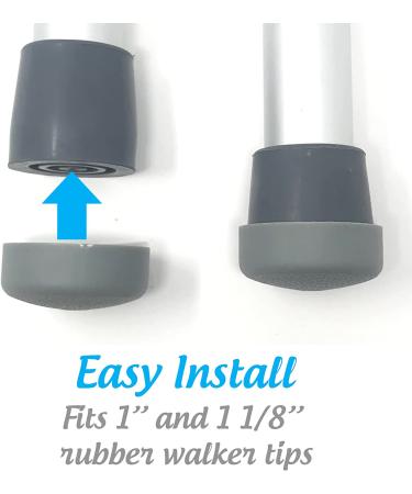 Deluxe TuffCaps Walker Glide Covers - Gray - 2 Pairs | Non-Slip Replacement Caps for Rubber Tips - Buy Online on GoSupps.com