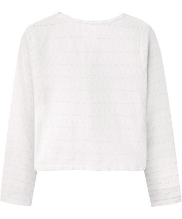 BONNY BILLY Girls Long Sleeve Knitted Cotton Cardigan Shrug - 8-9 Years, Pure White - Buy Online on GoSupps.com