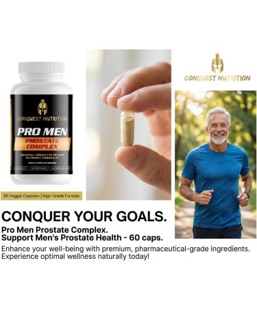 Conquest Nutrition Pro Men Prostate Complex Support Men's Prostate and Urinary Tract Health. Natural DHT Blocker. 30 in 1 Formula. Saw Palmetto Pygeum Nettle Pumpkin Seed Extract 60 Veggie Caps - Buy Online on GoSupps.com