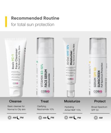 C0S-lQ Outdoor Sunscreen Serum SPF 50 PA++++ Broad Spectrum UVA UVB and IR Protection Zero White Cast Ultra Light Weight Skin Safe Dewy Finish (30 ml (Pack of 1) White) - Buy Online on GoSupps.com