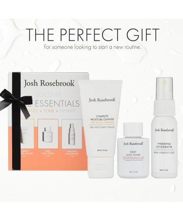 Josh Rosebrook Essentials Kit | Travel Size Cleanse Tone & Hydrate Skincare Set | Complete Moisture Cleanse Daily Acid Toner & Hydrating Accelerator  - Buy Online on GoSupps.com