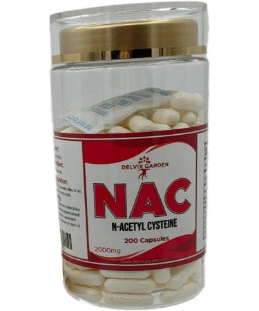Delvix Garden NAC Supplement N-Acetyl Cysteine 200 Capsules: Potent NAC n-Acetyl cysteine Supplement - Buy Online on GoSupps.com