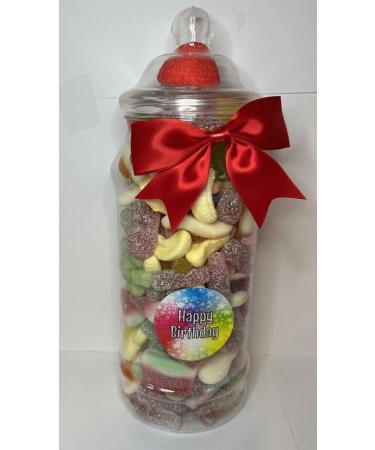 Happy Birthday Filled Pick N Mix Sweet Victorian Jar Gift Personalised Present 970ml - Buy Online on GoSupps.com