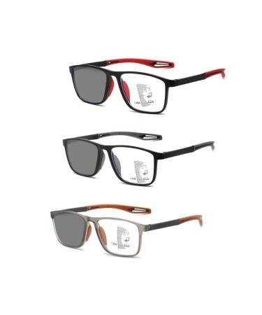 Flexible Sporty Reading Glasses Progressive Multifocus Blue Light Blocking Readers Photochromic Glasses 3 Pairs 3.0x 3 Pcs