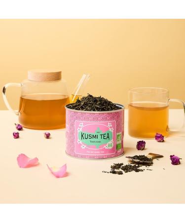 Kusmi Tea - Vert Rose Bio - Th Vert Biologique aux Ar mes Naturels de Rose - Th Vert Aromatis - Bo te en M tal 100g - Quantit pour environ 50 Tasses - Buy Online on GoSupps.com