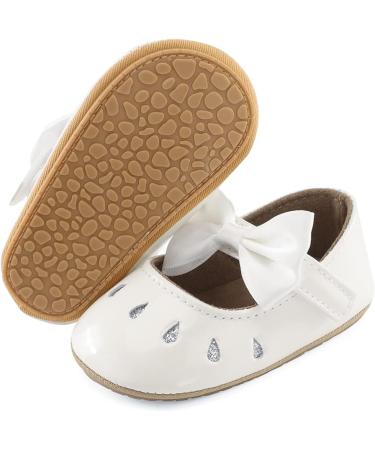 LACOFIA Baby Girls Anti-Slip First Walking Shoes | Infant Bowknot Mary Jane Princess Party Shoes 6-12 Months - White - Buy Online on GoSupps.com