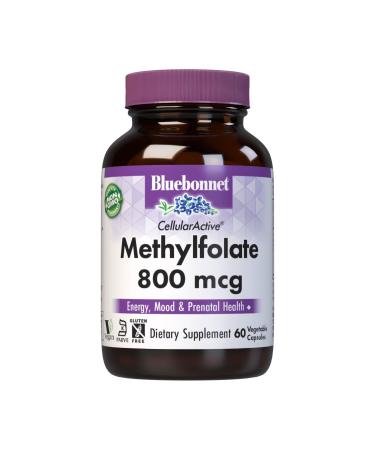 BlueBonnet Nutrition CellularActive Methylfolate 800 mcg Formulated with Quatrefolic - for Energy Mood and Prenatal Health - Vegan Gluten-Free Non-GMO and Kosher 60 Capsules 60 Servings