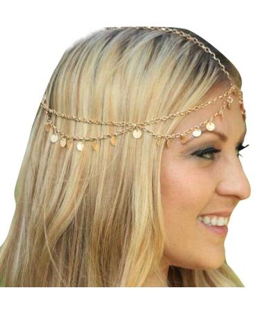 Missgrace HMetal Chain Jewelry Headband Head Hair Band Tassels Pearl