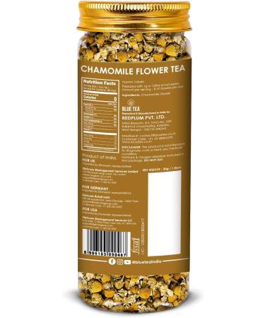 BLUE TEA - Chamomile Flower Tea - 60 gm (Pack of 2) | FARM PACKED for Freshness | Pure Whole Flower Buds of Chamomile | Caffeine Free | Herbal Tea - Buy Online on GoSupps.com