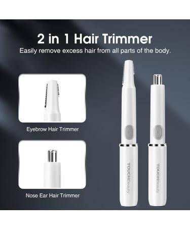TOUCHBeauty 2-in-1 Precision Electric Hair Remover for Eyebrows, Nose, Ears - Painless Hair Removal for Face, Chin, Lips, Neck, Bikini-line, Armpits - White - Buy Online on GoSupps.com
