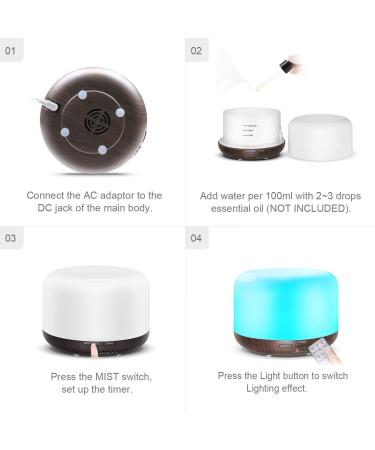 Marchred 300ML Essential Oil Diffuser with Remote Control - Dark Wood Grain Aromatherapy Air Humidifier for Large Rooms - Buy Online on GoSupps.com