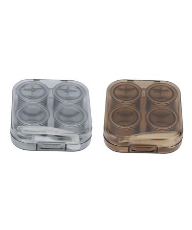 Contact lens container set waterproof transparent protective portable made of plastic durable contact lens-storage container for women and girls (brown)