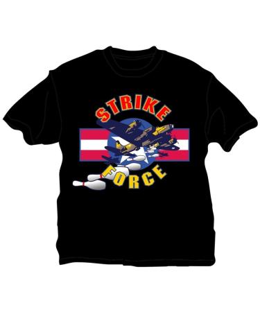 Strike Force Bowling T-Shirt- Black Black Large