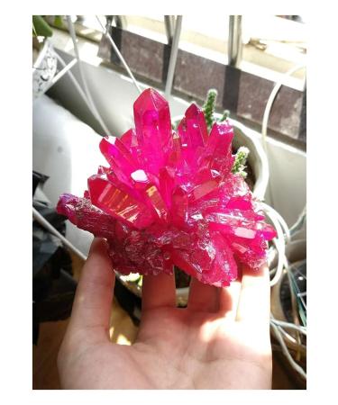 Light Red Crystal Titanium Bismuth Silicon Cluster Rainbows Natural Stones and Minerals
