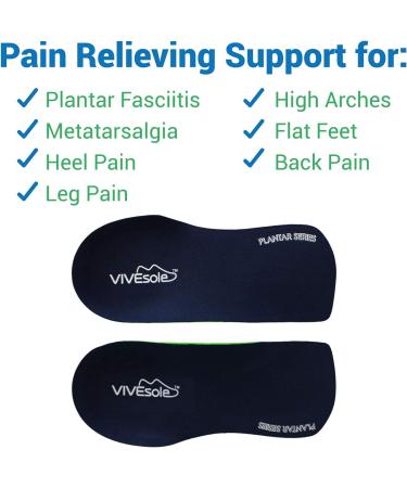 Vivesole 3/4 Orthotics Arch Support Insoles - High Arch Support for Flat Feet, Plantar Fasciitis, and Lower Back Pain Relief - Men's (9.5 US) - Buy Online on GoSupps.com