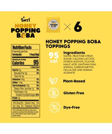 Twrl Honey Popping Pearls for Bubble Tea | Cafe-Style Bursting Juice-Filled Toppings | Plant-Based Gluten-Free 6 Servings - Buy Online on GoSupps.com