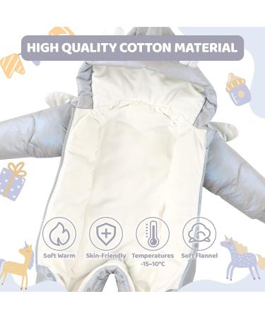Baby Winter Hooded Snowsuit Jumpsuit | Toddler Boys Girls 6-9 Months | Grey Fleece Jacket Coat - Buy Online on GoSupps.com