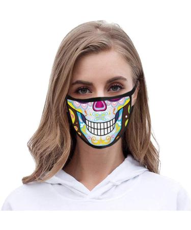 ZLUU 1PC Halloween Adults Protective Face Mask Personalized Patterns Face Cover Safe Skin Friendly Face Sheild Washable Reusable Adult Christmas Printed Masks are Washable