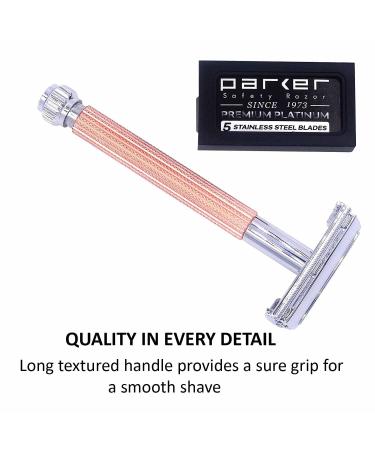 Parker 29L Red Gold Long Handle Butterfly Double-Cut Razor Planer for Men & Women | Includes 5 Premium Platinum DE Blades - International Shipping - Buy Online on GoSupps.com