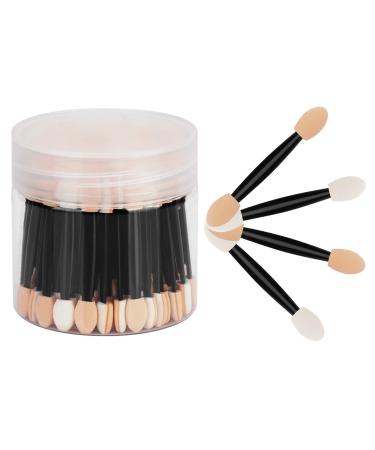 CHEFBEE 80pcs Eyeshadow Applicators with Container, Disposable Dual Sides Eyeshadow Brushes, Eyeshadow Sponge Applicator Makeup Applicators(Black)