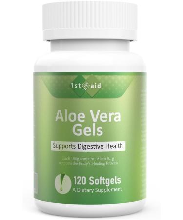 Aloe-Vera Gel-Softgel Small-Supplement Nutritional-Capsules - 120Count Gut Health Support Digestive Comfort Stomach Acid Buffer Natural Supplement Original Taste