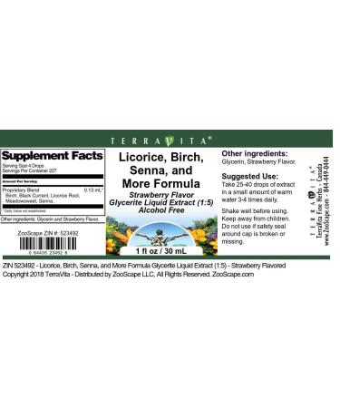 Buy Strawberry Flavored Licorice Birch Senna Glycerite Liquid Extract - 1 oz | Fast International Shipping - Buy Online on GoSupps.com