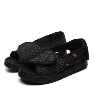 Yytcsjz Edema and Diabetic Sandals Adjustable Orthopedic Wide Width Walking Shoes for Arthritis Edema Swollen Feet Elderly Men (Color : Black Size : 7) 7 Black