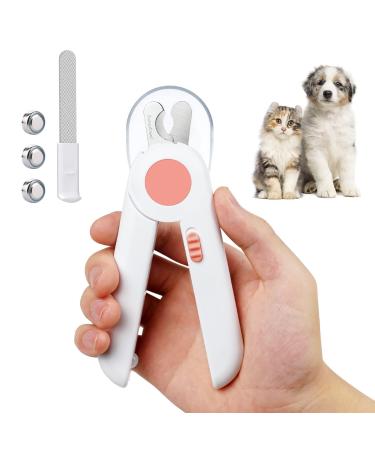 Adiwo nail clippers with LED light for dogs for cats 2-in-1 claw scissors and dog lifting with nail file and spray-resistant Protection device for dogs cats and other pets pink