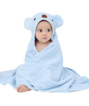 Hilmocho Baby Bath Towel with Hood Newborn Infant Toddler Ultra Soft Warm Coral Velvet Swimming Shower Pool Towel Blanket 110x68CM Blue