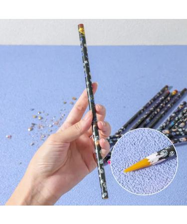 AMZLORD 4/12PCS Pen Self Adhesive Crystal Gem Pick Up Tools with Pencil Sharpener Dotting Wax Pen Nail Dotting Wax Pen for Crafts Yellow - Buy Online on GoSupps.com