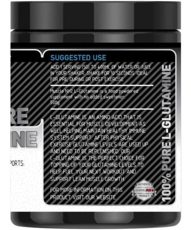 Muscle NH2 L-Glutamine Powder - 500g | 100 Servings | Supports Muscle Strength, Recovery, and Immune System Boost | Unflavoured - Buy Online on GoSupps.com