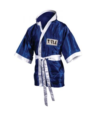 TITLE Boxing 3/4 Length Stock Satin Robe X-Large Royal/White
