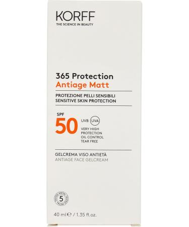 Korff 365 Anti-Age Protection Matt SPF50+ Anti-Aging Face Cream Gel for Sensitive Skin High Protection Water Resistant 40 ml - Buy Online on GoSupps.com