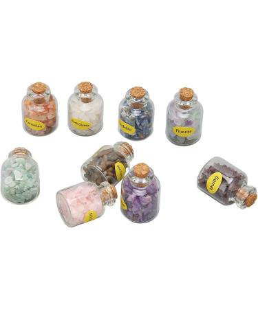 Weikeya Mini Stone Bottles - 9pcs Chip Stone Set Colorful Glass Containers for Decoration | International Shipping Available - Buy Online on GoSupps.com