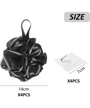 4-Piece Bath Flowers 4-Piece Hooks Soft Foaming Sponge Bath Sponge Exfoliating Sponge Body Scrub Pad and Back Cleaner (Black) - Buy Online on GoSupps.com