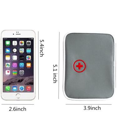 Portable Small First Aid Bag - Mini Travel Medicine Pouch with Double Zippers (Gray) - Buy Online on GoSupps.com