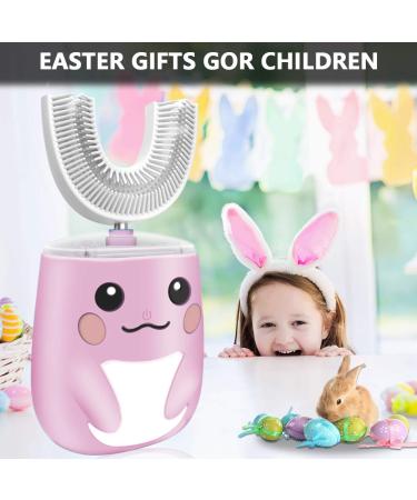 Kids Electric U-Shaped Ultrasonic Toothbrush | 6 Modes | IPX7 Waterproof | Rechargeable | 2 Brush Heads | Child Birthday Gift (Pink) - Buy Online on GoSupps.com