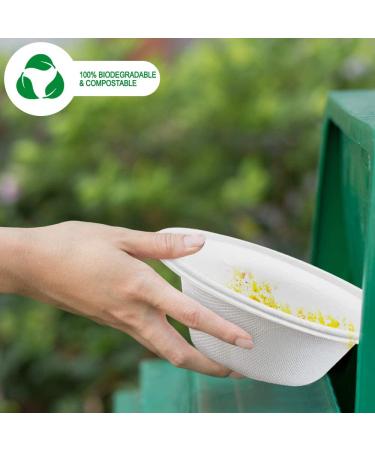 125 Pack 12 oz Compostable Paper Bowls - Eco-Friendly Disposable Bowls for Hot/Cold Food - Sturdy Design, Textured Exterior - Made from Bagasse/Sugarcane - Buy Online on GoSupps.com