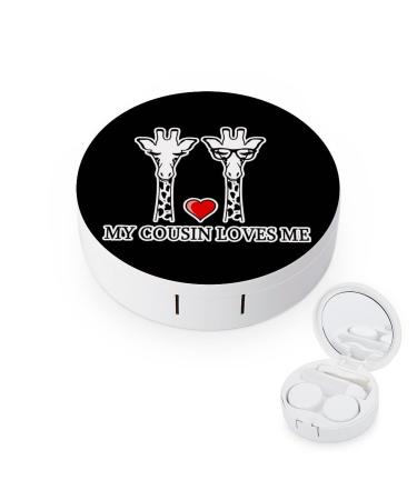 My Cousin Loves Me Round Case For Contact Lens Kit Storage Box with Mirror Printed