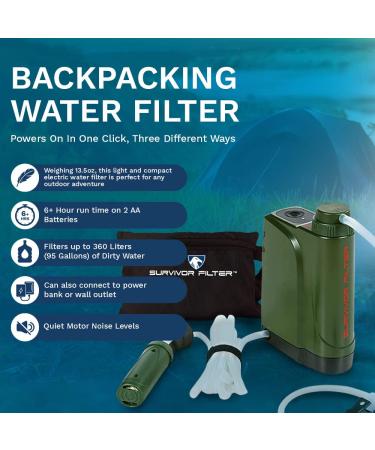 Survivor Filter Pro X Electric Water Purifier - 99.999% Virus, Bacteria, Parasite Removal - Camping Filtration System - Buy Online on GoSupps.com