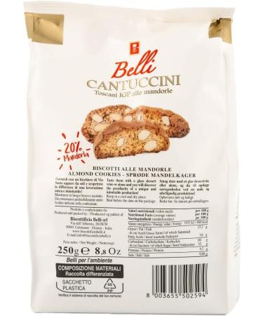 Belli - Almond Cantuccini Biscotti (250g Pack of 2) | Gourmet Artisan Biscuits From Tuscany - Buy Online on GoSupps.com