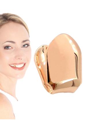 BUNIQ Gold cap for teeth individual gold tooth cap14k Gold Realistic fake teeth grills-gold-plated realistic fake gate gold finish striking and stylish tooth cap for women rose gold