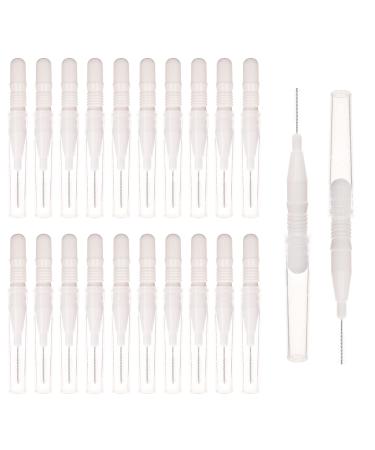 AOVNA 20 Pieces Micro Eyebrow Brush With Cap Micro Applicators Brushes Mascara Brush for Make-up White