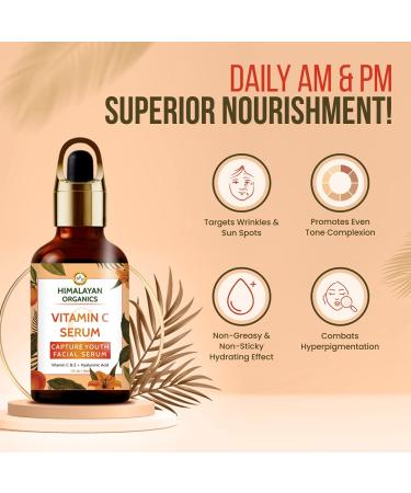 Buy Vitamin C Serum with Hyaluronic Acid & Vitamin E | Brightens Skin Improves Elasticity | 30ml - Blemish Free Highly Effective - Buy Online on GoSupps.com