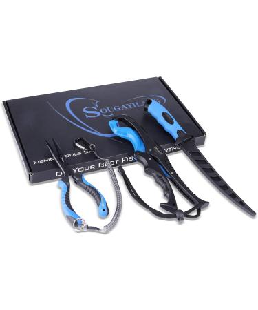 Sougayilang Fishing Pliers Set - 4pcs Steel Tools Combo with Floating Lip Grip, Fillet Knife, Multi-Function Gear in Gift Box - Buy Online on GoSupps.com