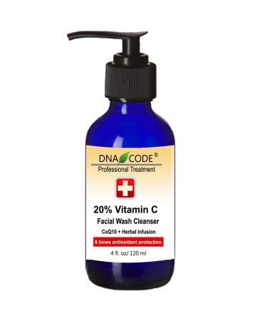 DNA Code -20% Vitamin C + Coq10 Facial Cleanser Powered w/Hyalurinic Acid + Matrixyl 3000 + Green Tea 4 Count (Pack of 1)