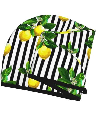 Hair Towel Wrap for Quick Drying | Lemon Striped Towel Turban with Button | Perfect Hair Drying Solution - Buy Online on GoSupps.com